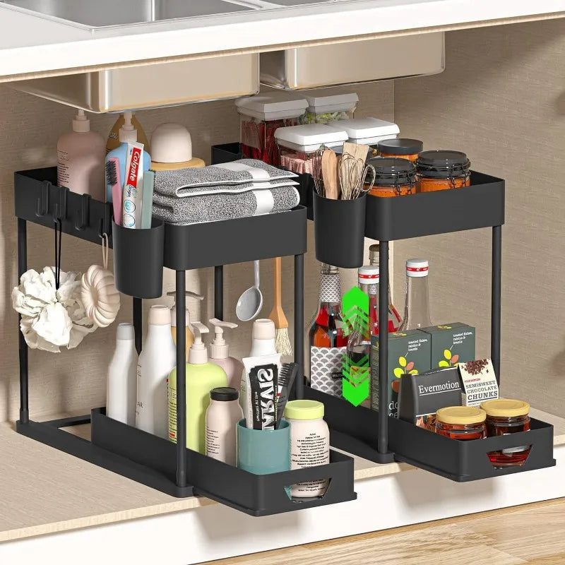 2-Tier Pull-Out Under-Sink Organizer - Kitchen and Bathroom Storage