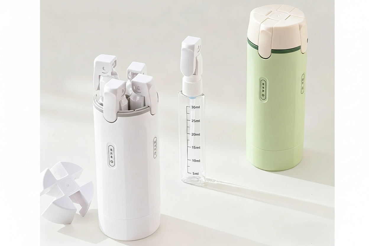 Flacon distributeur 4-en-1 pour voyage