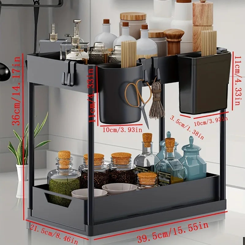 2-Tier Pull-Out Under-Sink Organizer - Kitchen and Bathroom Storage