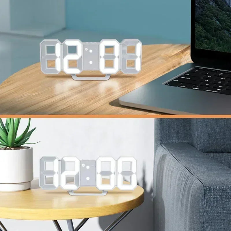 3D LED Digital Clock – Wall & Desk Alarm Clock with Time, Date, and Temperature Display