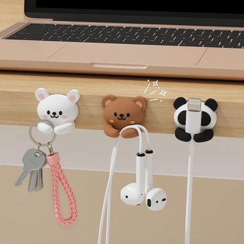 Attache-cables adhesifs animaux mignons - Organisateur de fils bureau
