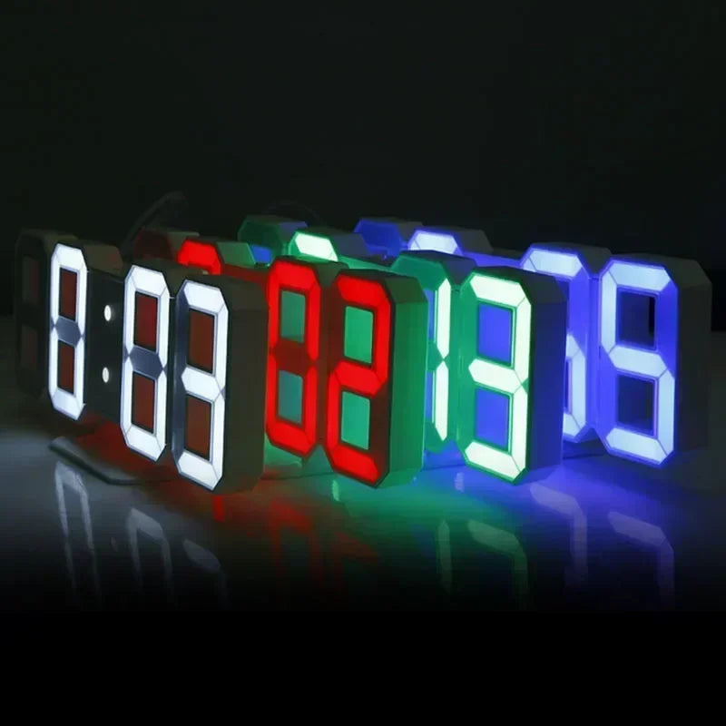Horloge Numérique LED 3D – Réveil Mural & Bureau avec Affichage Heure, Date et Température