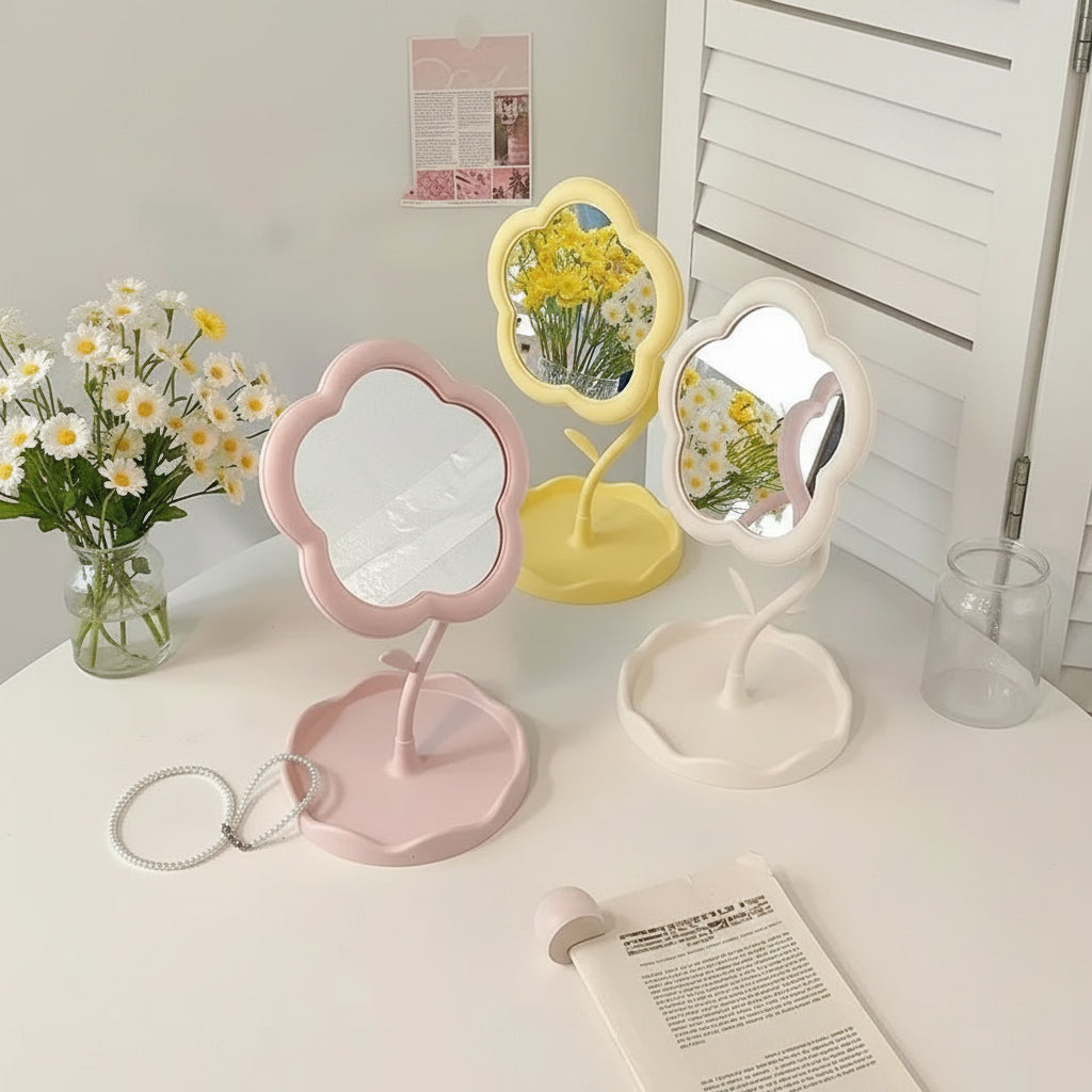 Miroir de bureau decoratif en forme de fleur