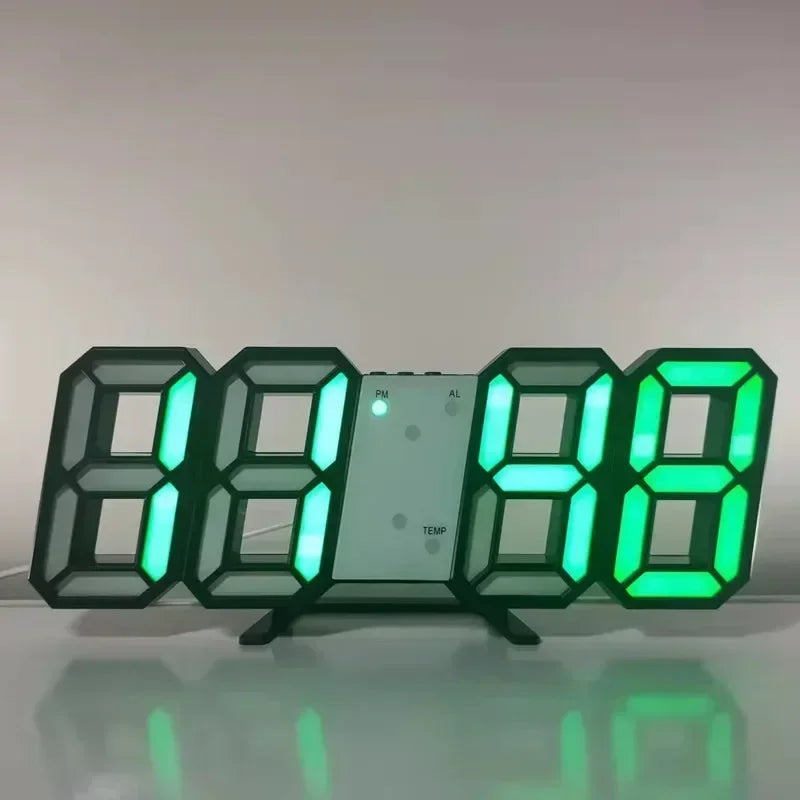 Horloge Numérique LED 3D – Réveil Mural & Bureau avec Affichage Heure, Date et Température