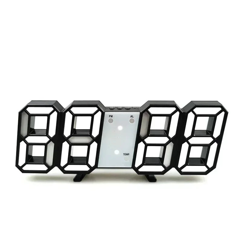 Horloge Numérique LED 3D – Réveil Mural & Bureau avec Affichage Heure, Date et Température