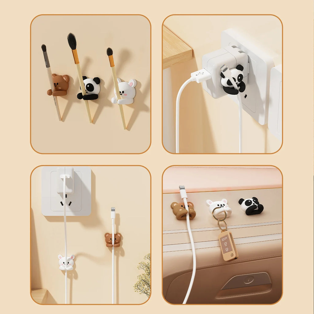 Attache-cables adhesifs animaux mignons - Organisateur de fils bureau