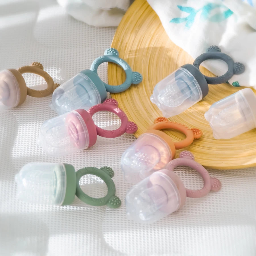 Silicone Baby Teether – Fruit & Vegetable Pacifier with Lid