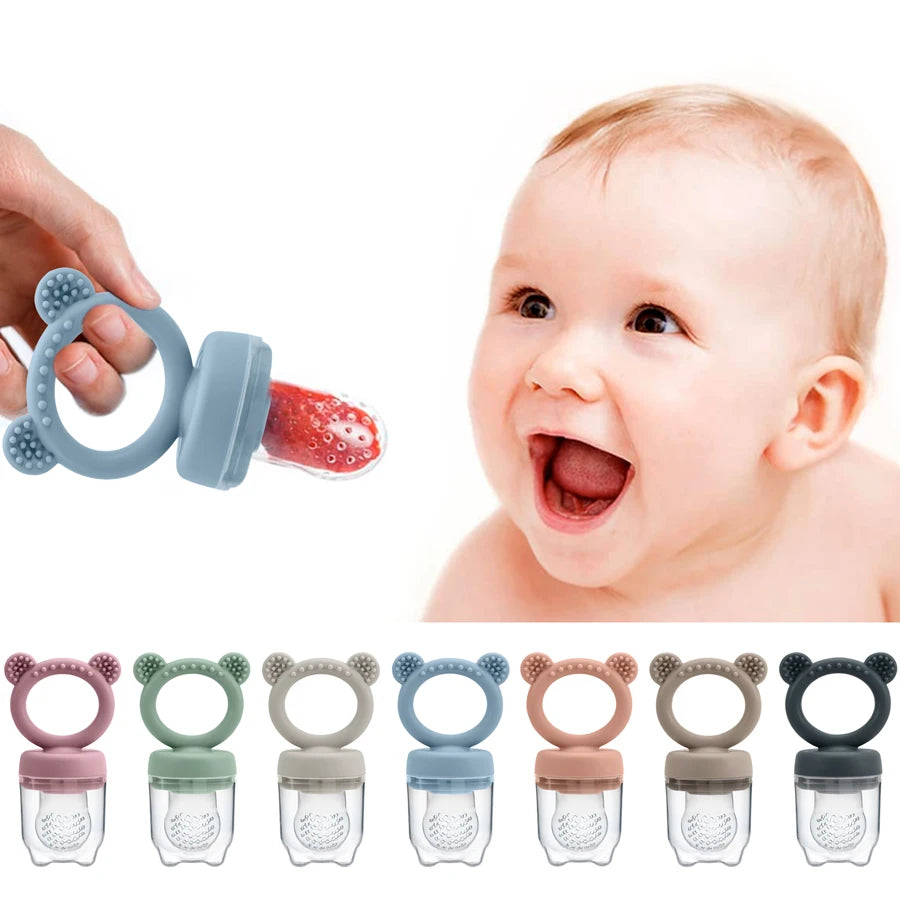 Silicone Baby Teether – Fruit & Vegetable Pacifier with Lid