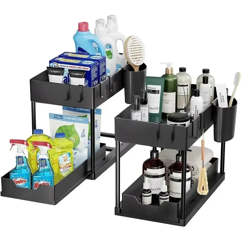 2-Tier Pull-Out Under-Sink Organizer - Kitchen and Bathroom Storage
