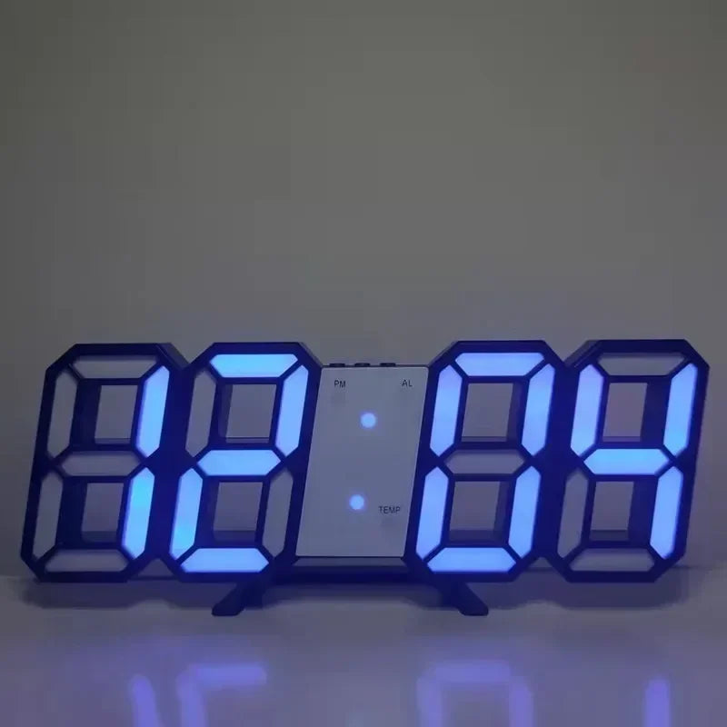 Horloge Numérique LED 3D – Réveil Mural & Bureau avec Affichage Heure, Date et Température
