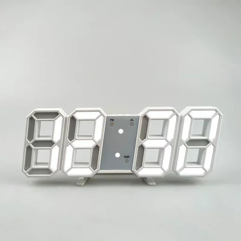 Horloge Numérique LED 3D – Réveil Mural & Bureau avec Affichage Heure, Date et Température