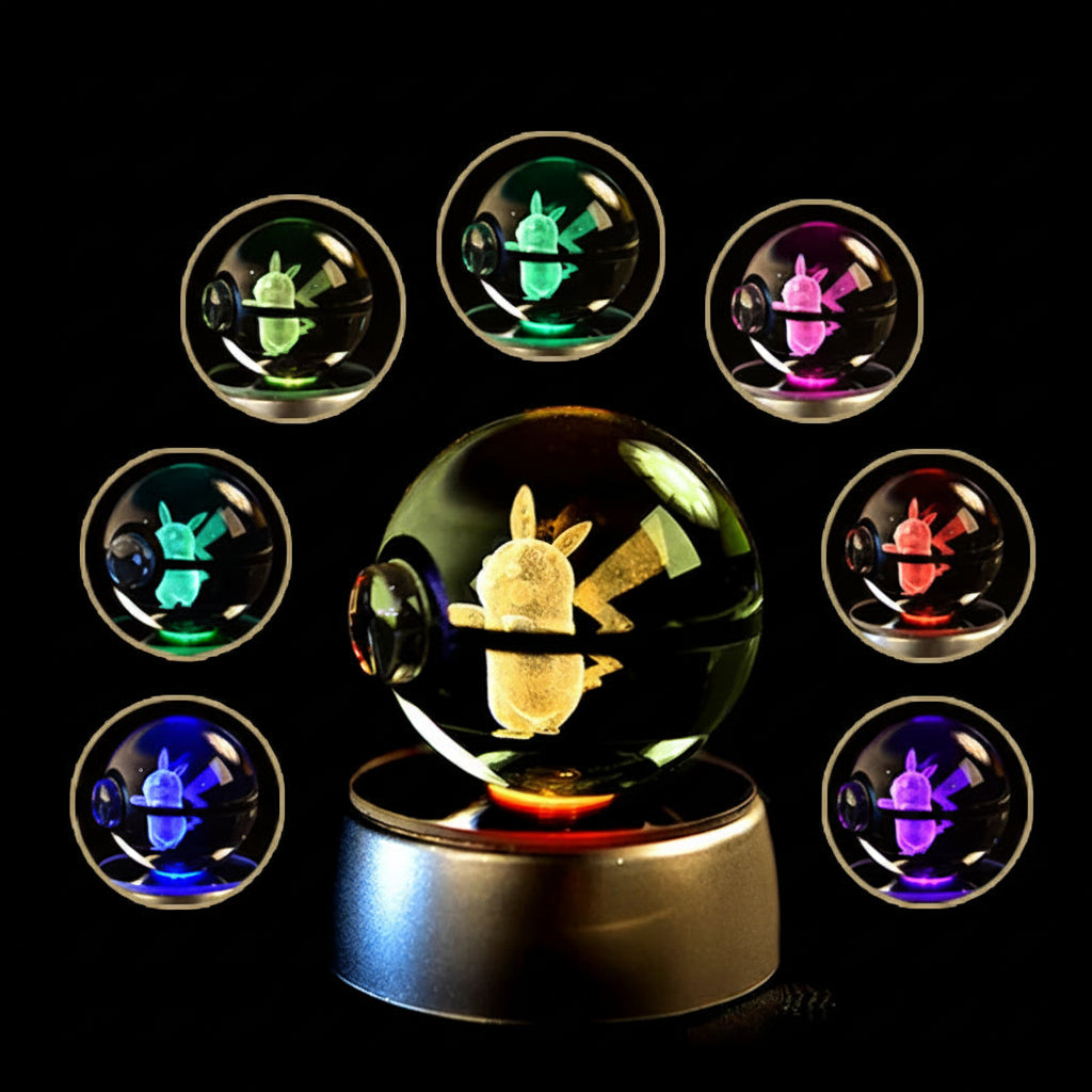 3D Pokémon Crystal Ball with LED Base - Night Light and Collectible Figure